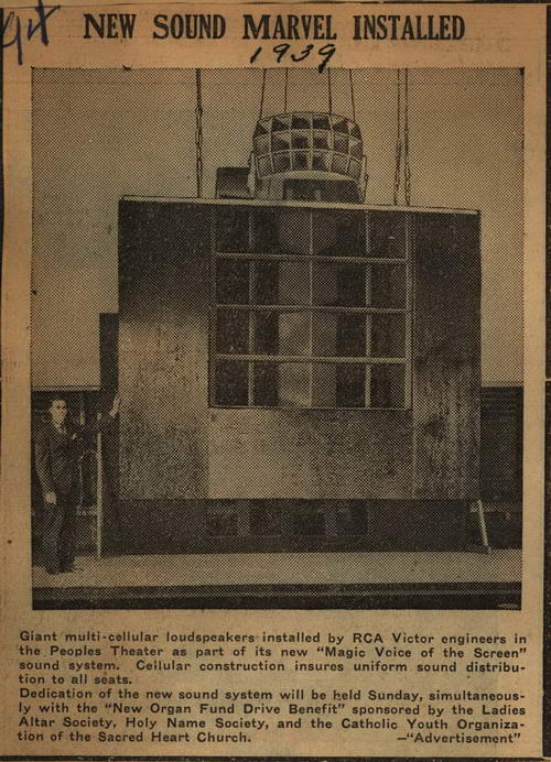 Peoples Theatre - 1939 Article On Speakers (newer photo)